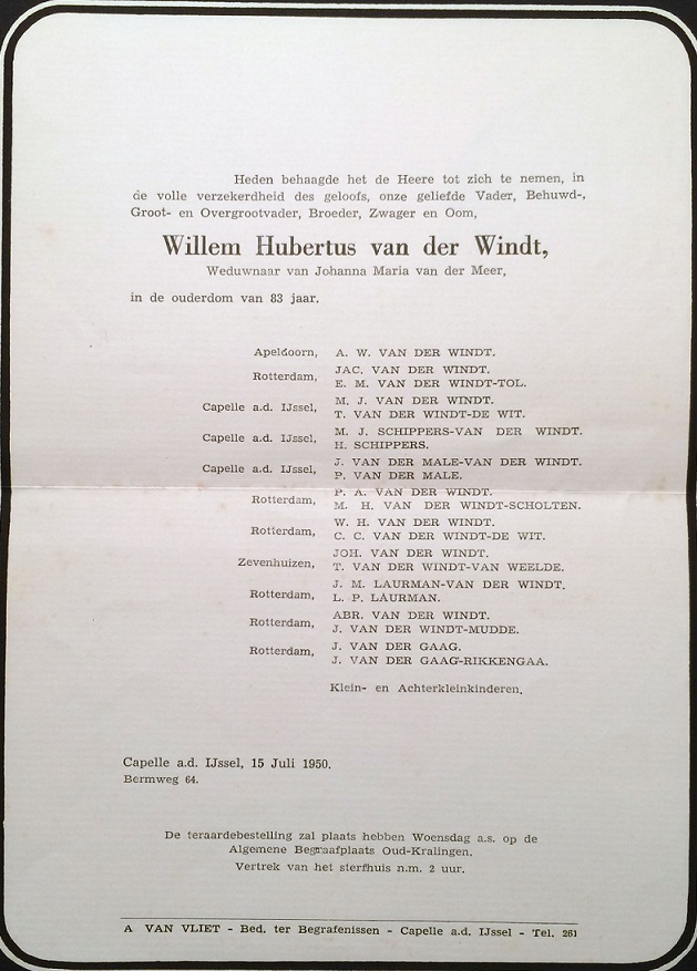 1950-07-15 Overlijden van Willem Hubertus van der Windt
