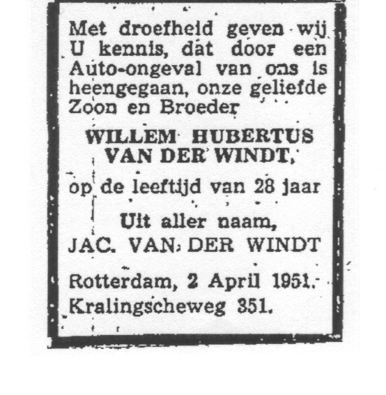 1951-04-02 Willem Hubertus van der Windt (Rouwadvertentie)