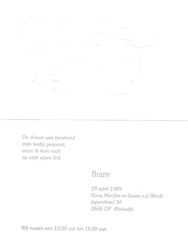 1989-04-29 Geboortekaartje Bram van der Windt