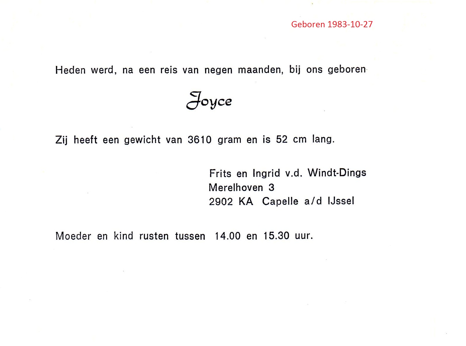 1983-10-27 Joyce van der Windt