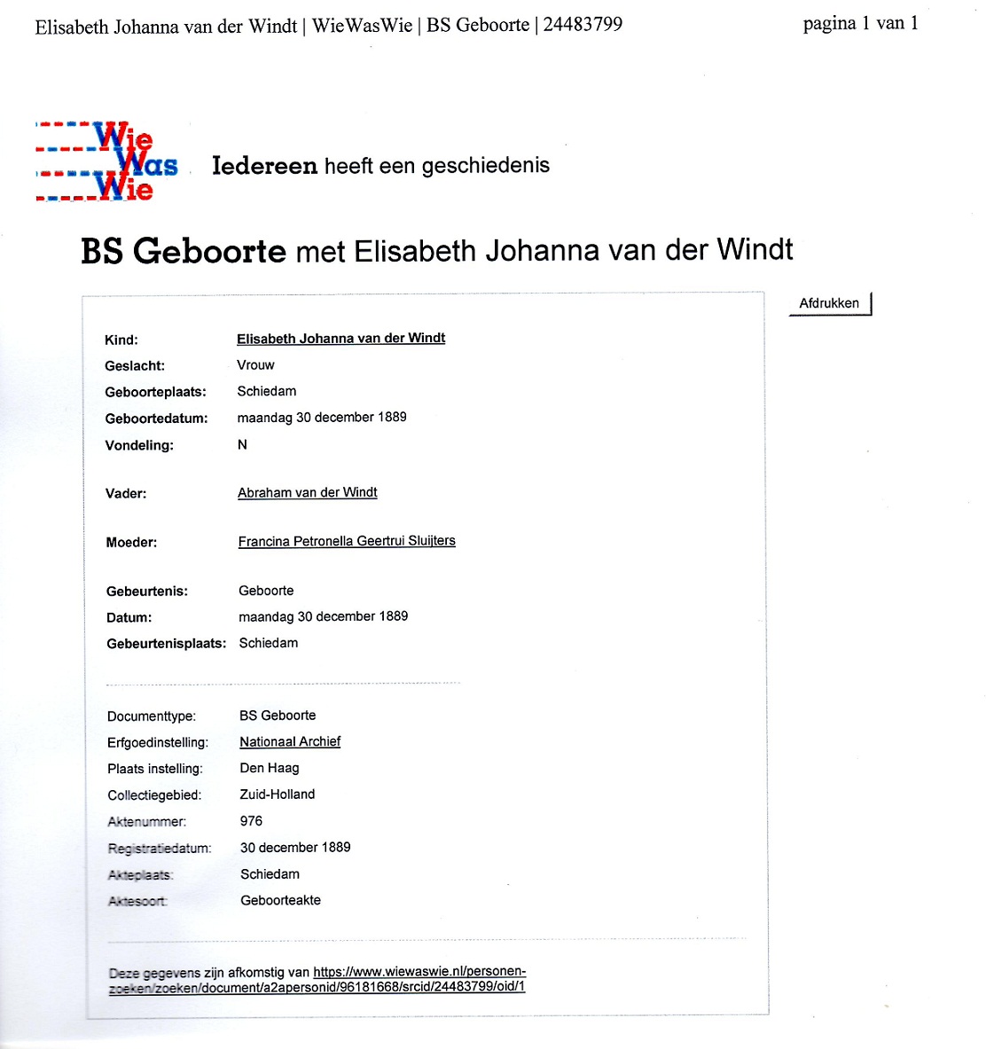 1889-12-30 Elisabeth Johanna van der Windt