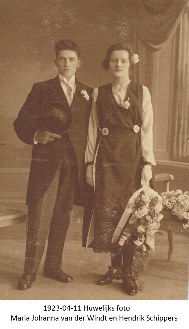 1923-04-11 Maria Johanna van der Windt en Hendrik Schippers