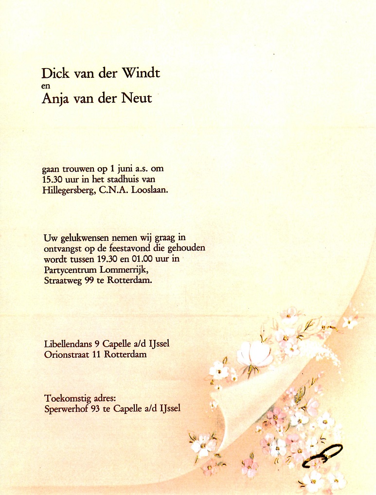 1984-06-01 Huwelijk Dick Bastiaan en Anja van der Neut