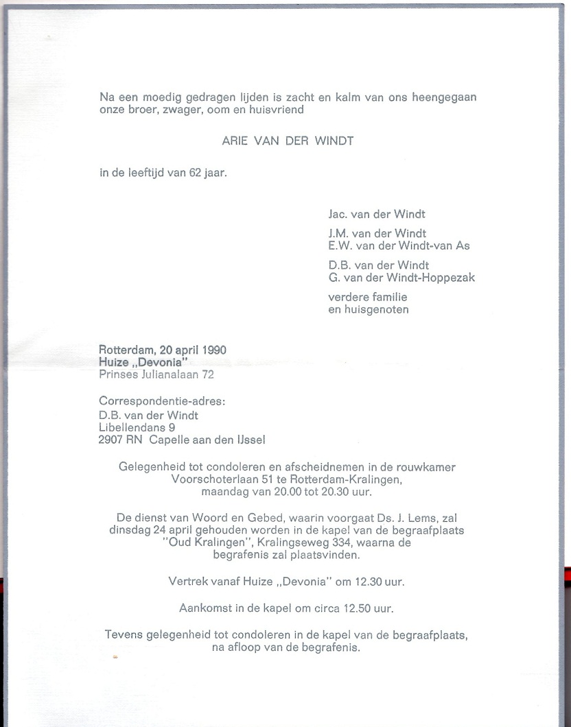 1990-04-20 Overlijden Arie van der Windt