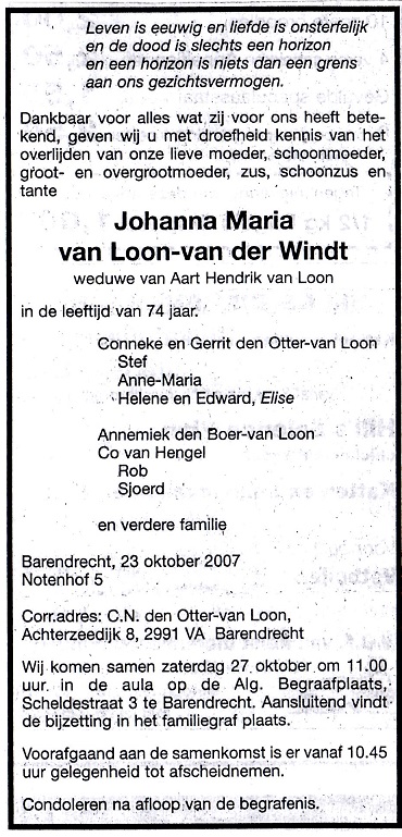 2007-10-23-overlijden-van-johanna-maria-annie-van-der-windt